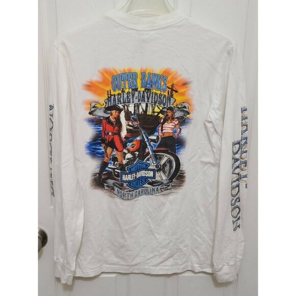 Harley Davidson Mens L/S T Shirt Outer Banks North Carolina Sexy Pirate Girls S - Picture 2 of 13